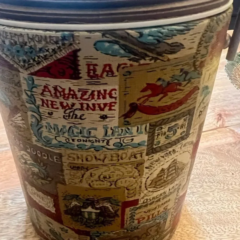 Vintage Multicolor Decorative ice. Bucket. French country.